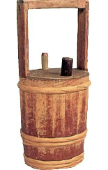 A wooden heating barrel